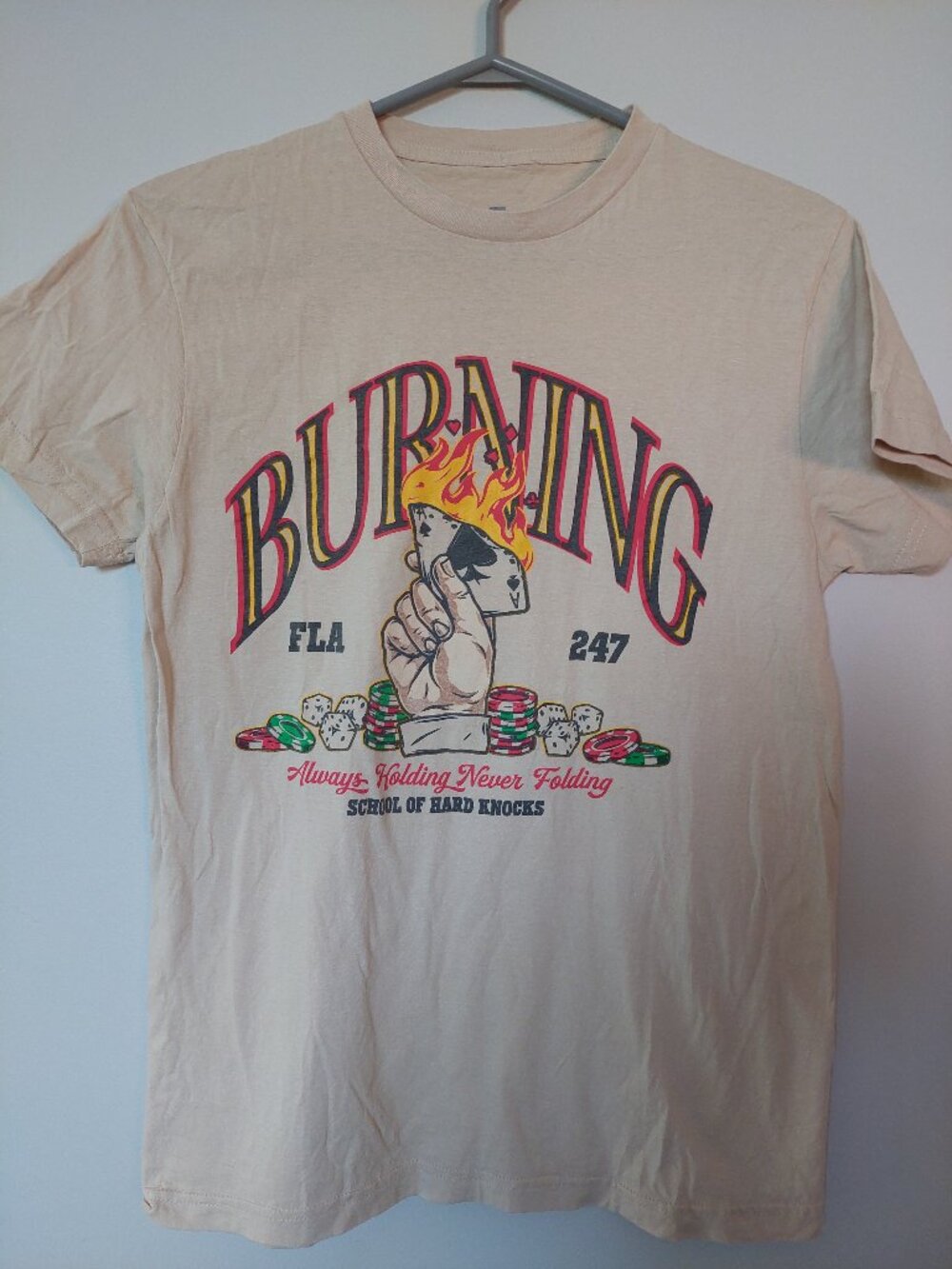Franchise Los Angeles Flames Ace of Spades T Shirt Size S Color Tan